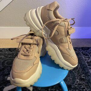 NA-KD Beige Platform Sneakers with Velcro Detail